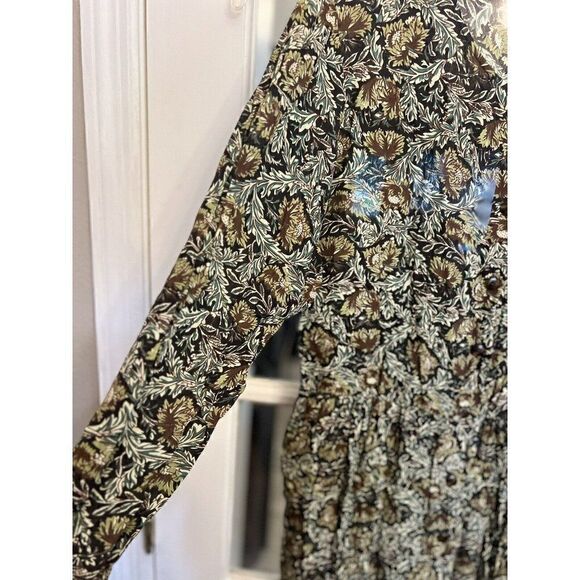 NWT Adini Vintage Floral Button Long Midi Dress Medium Prairie Cottage Country - Picture 2 of 8